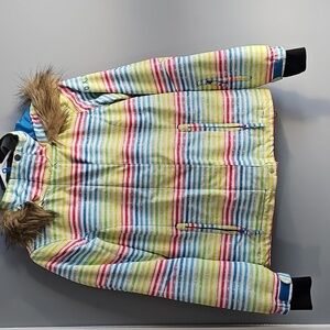 Roxy Kids Vibrant Striped Raincoat